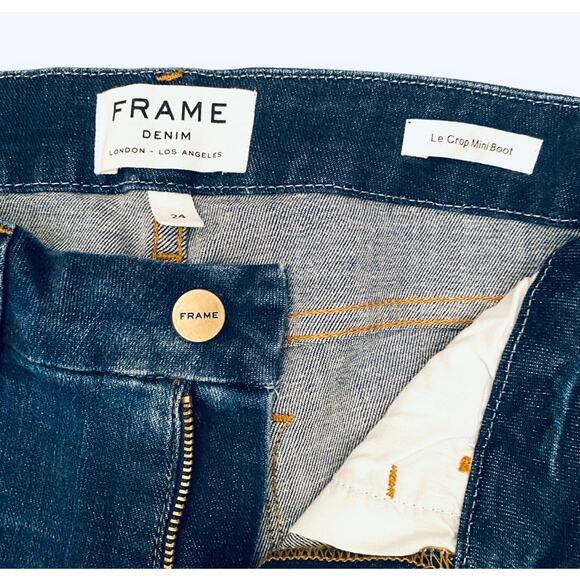 NWT FRAME Denim Le Crop Mini Bootcut Jeans Sz 24 Dark Blue Atlas 26 x 27.5" - Picture 6 of 13